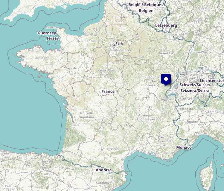 Carte de france avec point gps de la ferme liegeon