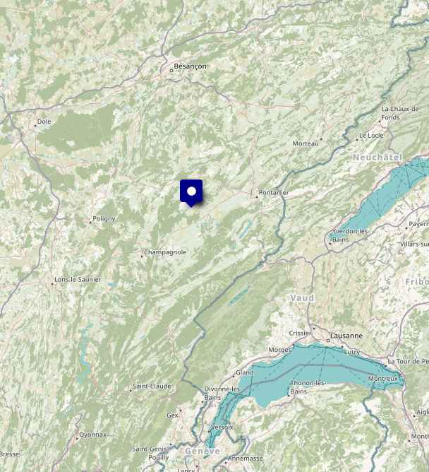 Carte régionale avec point gps ferme liegeon